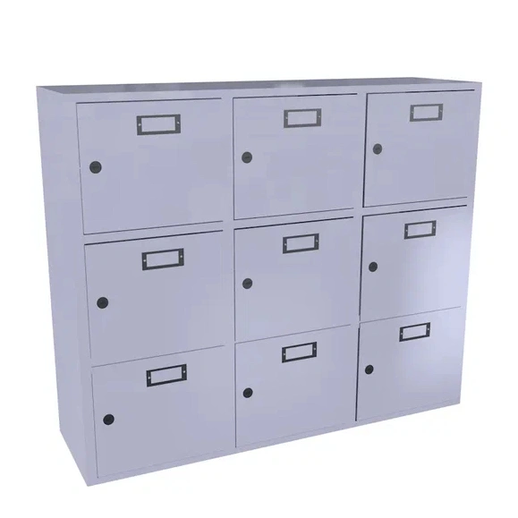 Шкаф для касок на 9 ячеек (3х3) 1010x1214x350 мм Светло-серый