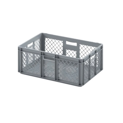 Евроконтейнер ЕСР-6422 перфорированный с открытыми ручками, 600х400х220 мм