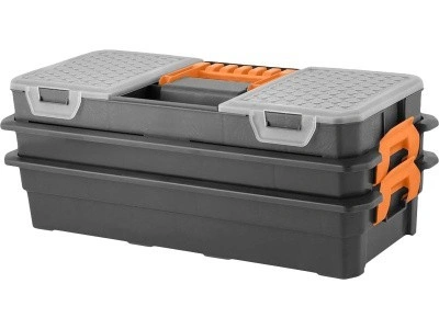 Органайзер 430х193х163 для мелочей, с ручкой, с двумя лотками, код: 37239