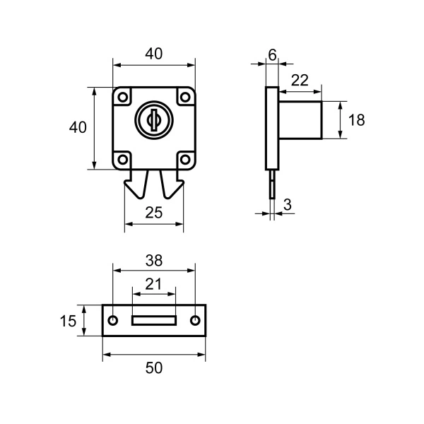 СТАНДАРТ 6202 для шкафов-купе замок мебельный (240,12)