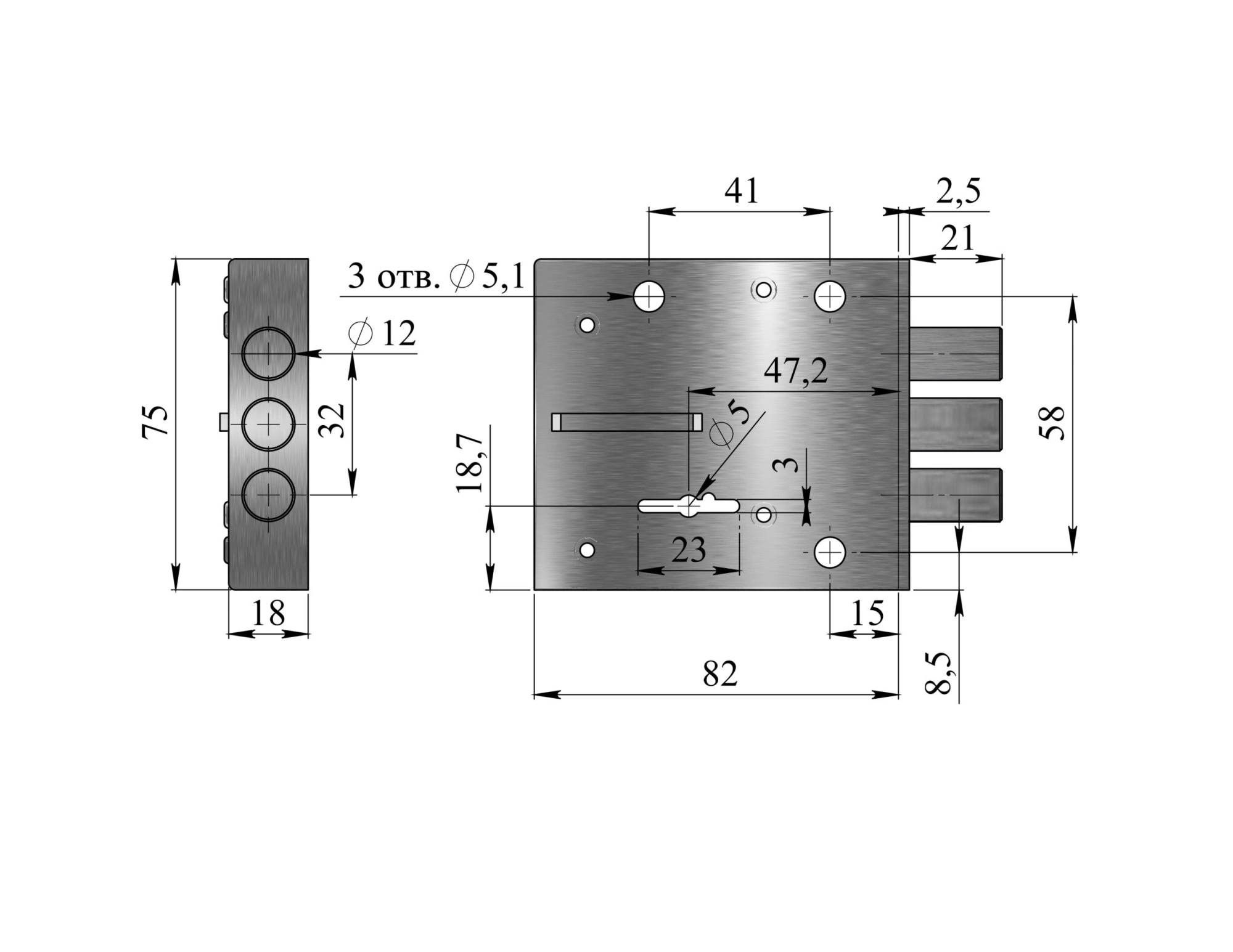Герион "Блок-2М" 2кл б/о три риг. сейфовый Замок накладной