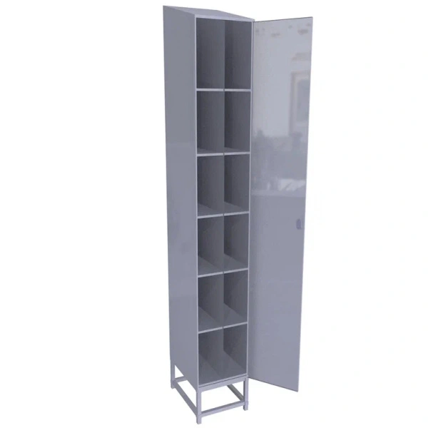 Шкаф для 12 противогазов ХПГ-12 (на подставке) с дверью 2104x300x396 мм Светло-серый