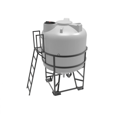 Емкость ЦКТ 5000 л с патрубком 90мм под плотность до 1,5 г/см³ белая в обрешетке с лестницей