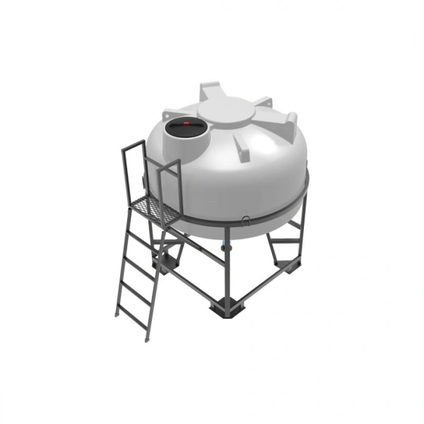 Емкость ЦКТ 3000 л с патрубком 160мм с фланцем под плотность до 1,2 г/см³ белая в обрешетке с лестницей