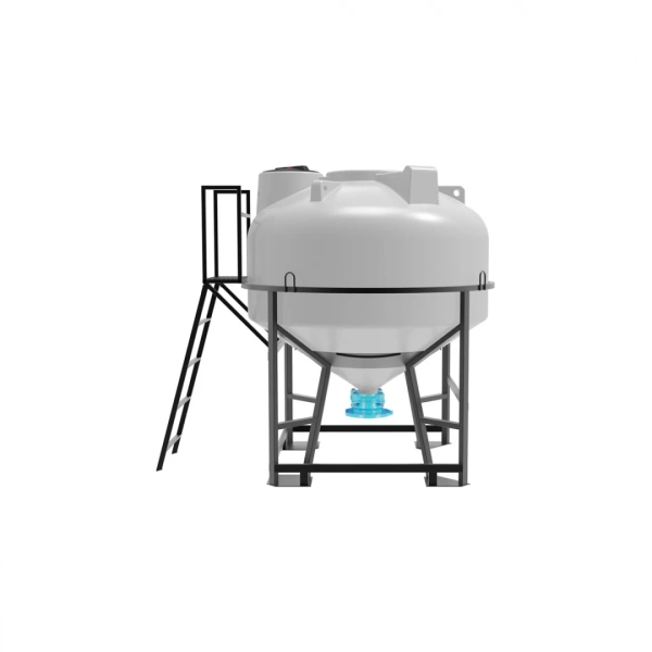 Емкость ЦКТ 3000 л с патрубком 160мм с фланцем под плотность до 1,5 г/см³ белая в обрешетке с лестницей