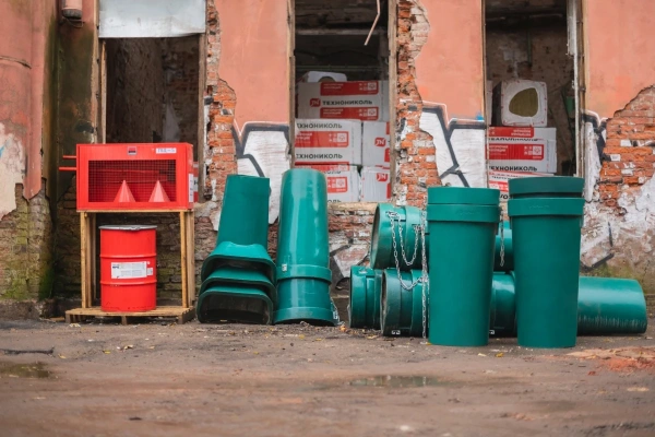 Мусоросброс секция прямая зеленый, без цепей 